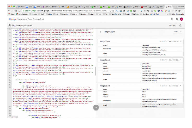 A screenshot of Google's structured data testing tool